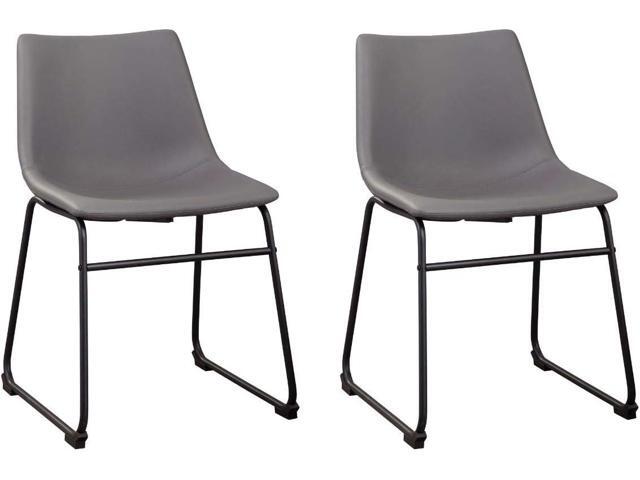 Signature Design by Ashley Centiar Urban Industrial 19' Faux Leather Bucket Dining Chair, 2 Count, Gray