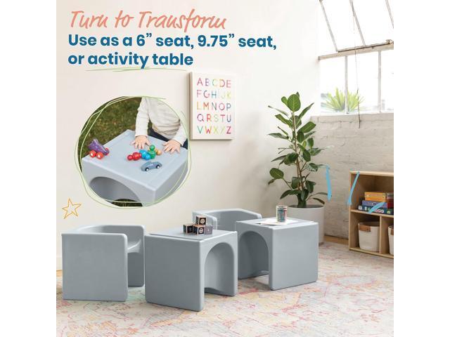 ECR4Kids Tri-Me 3-In-1 Cube Chair, Kids Furniture, Light Grey