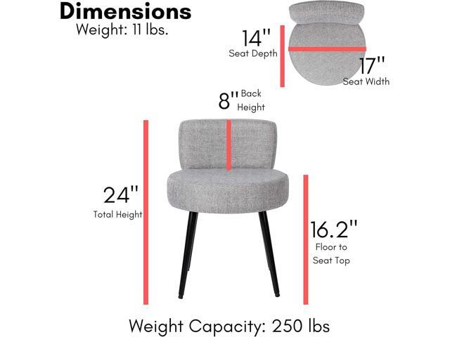 BIRDROCK HOME Linen Chair w/Back - Small Padded Footrest - Compact Round Ottoman Foot Stool - Living Room, Office, Dorm Chair - Upholstered Soft...