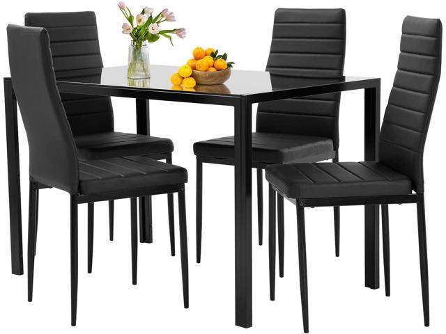 FDW Dining Table Set Glass Dining Room Table Set for Small Spaces Kitchen Table and Chairs for 4 Table with Chairs Home Furniture Rectangular...