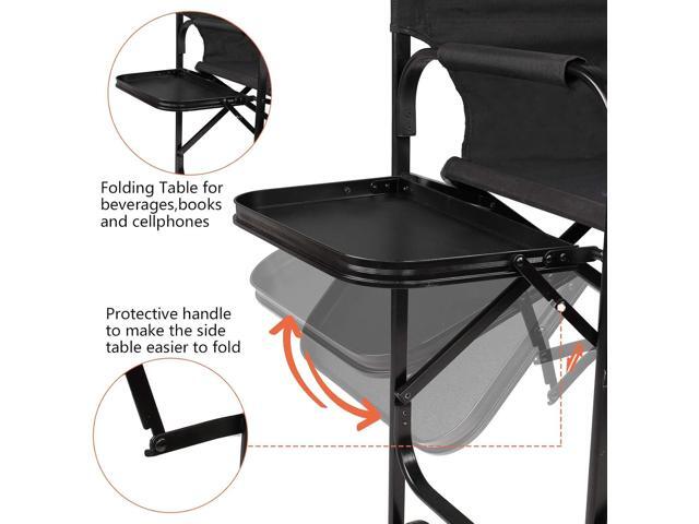 mefeir 30' Tall Directors Chair Black Folding with Side Table Storage Bag,Portable Makeup Artist Bar Height, Aluminum Frame 300 lbs Capacity, 19.2'...