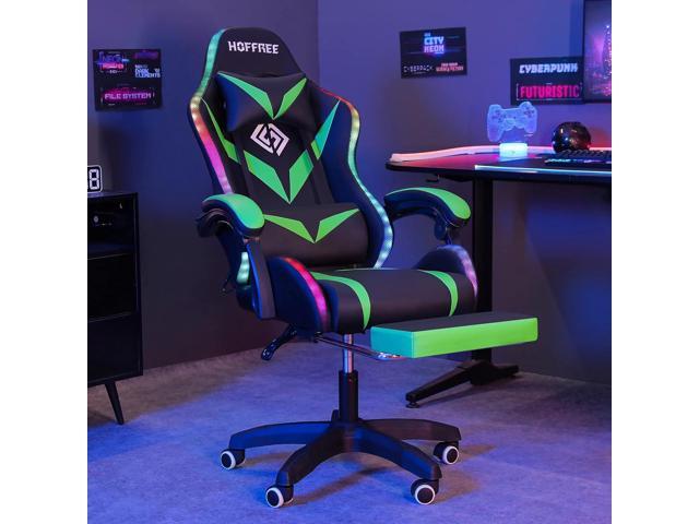 Gaming Chair with Bluetooth Speakers and RGB LED Lights Ergonomic Massage Computer Gaming Chair with Footrest Video Game Chair High Back with...