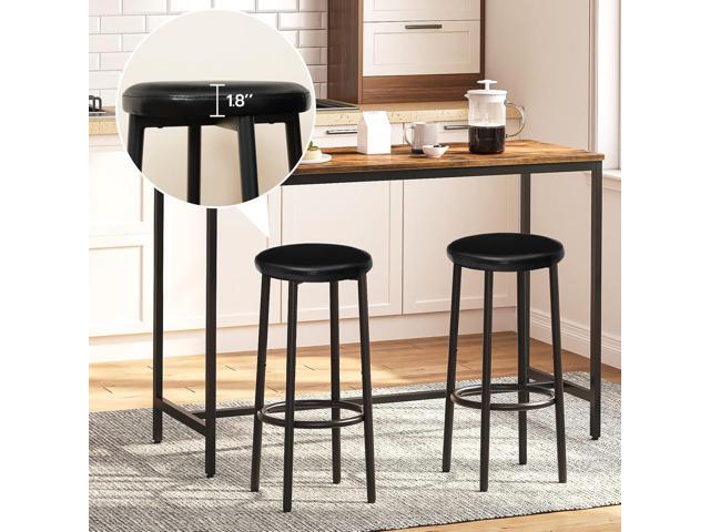 HOOBRO Bar Stools Set of 2, Bar Stools for Kitchen Island, 25.6 Inches PU Upholstered Bar Chairs, Bar Height Stools with Footrest, Easy Assembly,...
