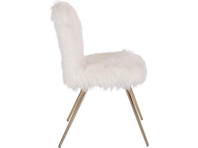 OSP Home Furnishings Julia Chic Accent Chair, White Faux Fur and Gold Legs