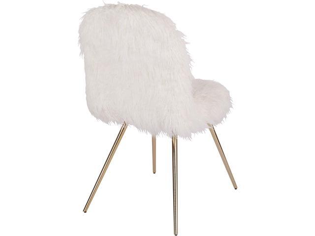 OSP Home Furnishings Julia Chic Accent Chair, White Faux Fur and Gold Legs