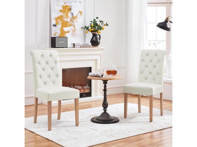 Yaheetech Dining Chairs Set of 2 Fabric Upholstered Dining Room Chairs with Button Tufted High Back and Solid Wood Legs for Kitchen/Living...