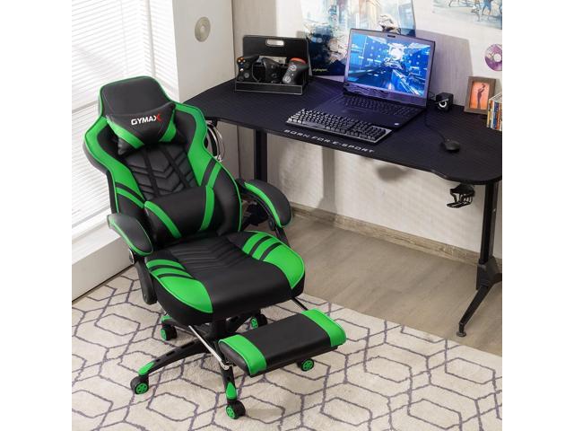 GYMAX Gaming Chair, Ergonomic Computer Chair with Footrest, Linkage Armrests & Lumbar Cushion, Big Wide High Back Video Gaming Chair, Reclining...