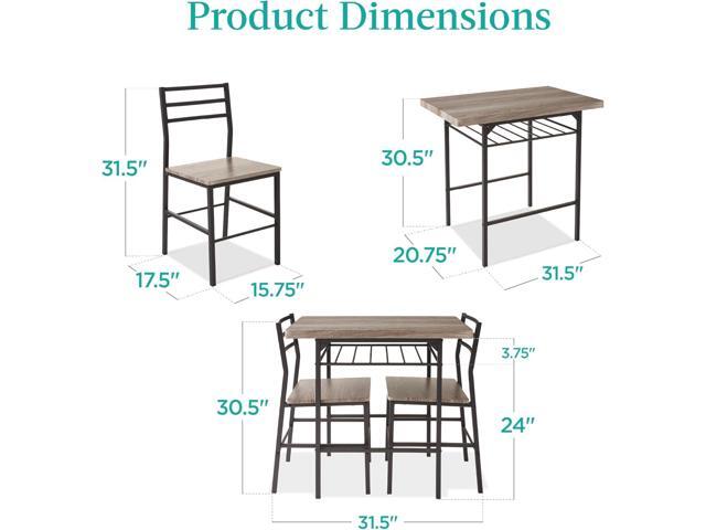 Best Choice Products 3-Piece Modern Dining Set, Space Saving Dinette for Kitchen, Dining Room, Small Space w/Steel Frame, Built-in Storage Rack -...