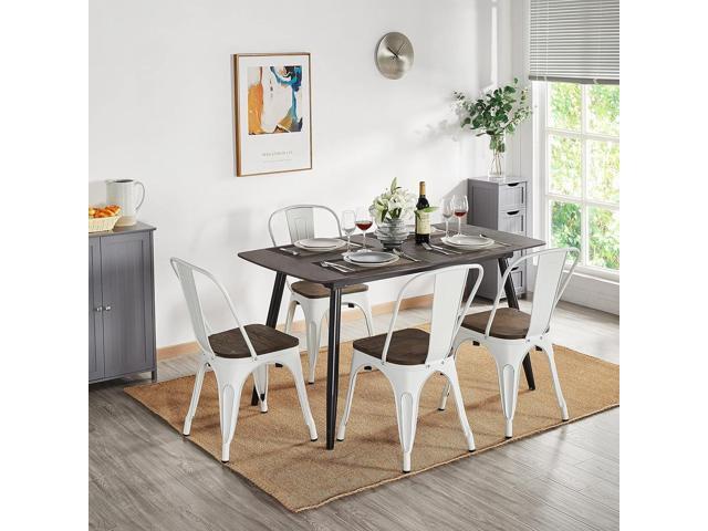 Yaheetech Metal Dining Chairs Set of 4, Industrial Stackable Kitchen Chairs with Wood Top Seat for Dining Room/Restaurant/Bistro/Patio, Indoor &...