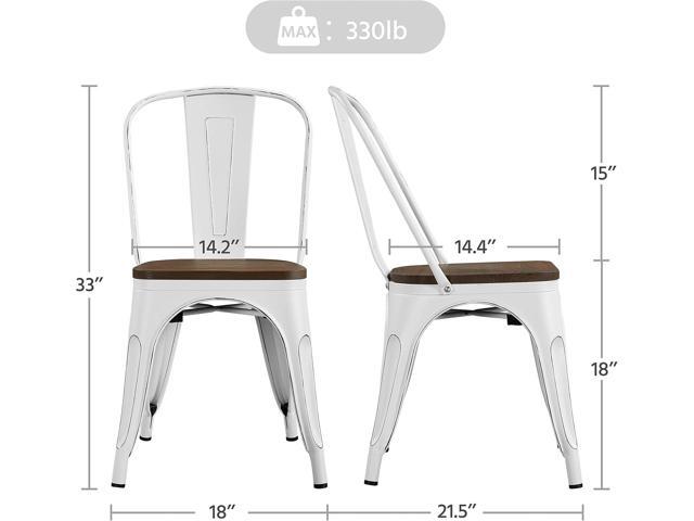 Yaheetech Metal Dining Chairs Set of 4, Industrial Stackable Kitchen Chairs with Wood Top Seat for Dining Room/Restaurant/Bistro/Patio, Indoor &...