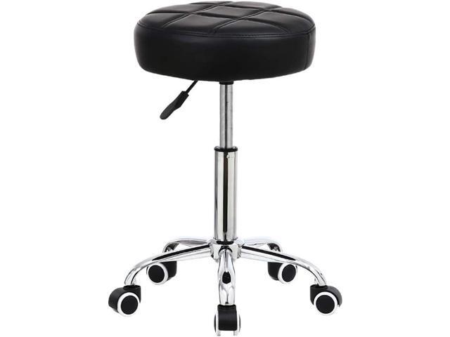 KKTONER Round Rolling Stool Chair PU Leather Height Adjustable Shop Stool Swivel Drafting Work SPA Medical Salon Stools with Wheels Office Chair...