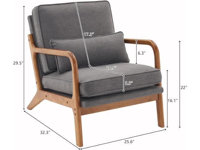 Karl home Accent Chair Mid-Century Modern Chair with Pillow Linen Fabric Upholstered Lounge Arm Chair with Solid Wood Frame & Soft Cushion for...