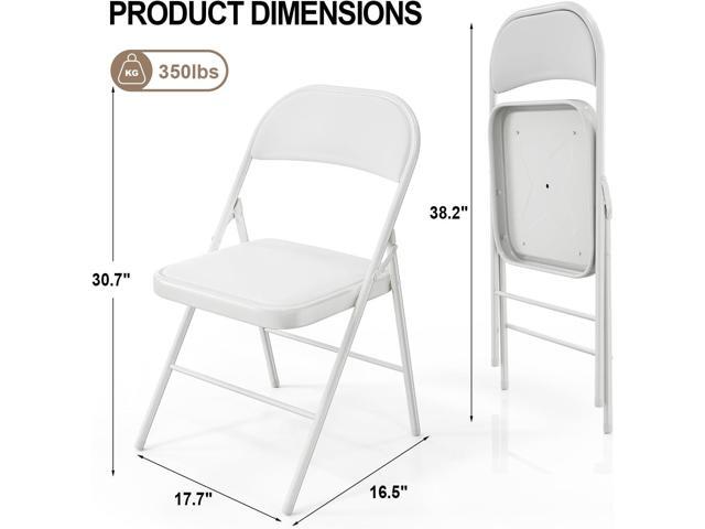 VINGLI 10 Pack Folding Chairs with Padded Seats, Metal Frame with Pu Leather Seat & Back, Capacity 350 lbs, White