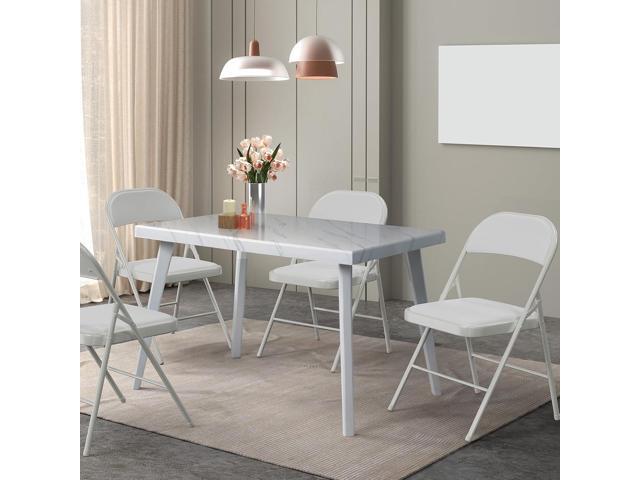 VINGLI 10 Pack Folding Chairs with Padded Seats, Metal Frame with Pu Leather Seat & Back, Capacity 350 lbs, White