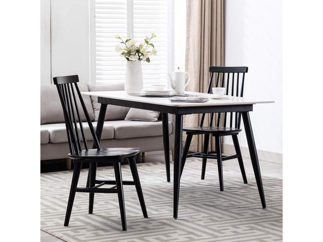 DUHOME Dining Chairs Set of 2, Wood Dining Room Chairs Slat Back Kitchen Room Chair Windsor Chairs, Black