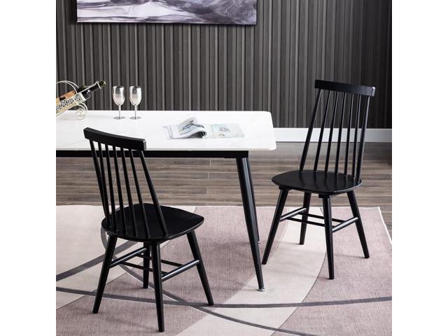 DUHOME Dining Chairs Set of 2, Wood Dining Room Chairs Slat Back Kitchen Room Chair Windsor Chairs, Black