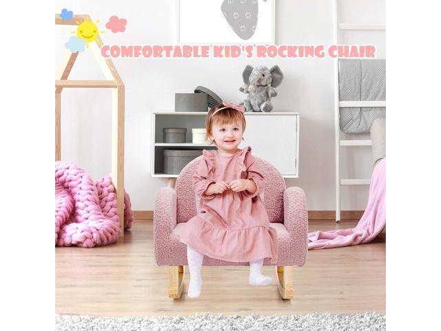 INFANS Kids Sofa, Toddler Rocking Chair with Solid Wooden Frame, Anti-Tipping Design, Plush Fabric, Children Armchair for Nursery Kindergarten...