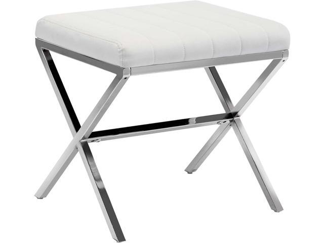 DUHOME Vanity Stool,Modern PU Leather Ottoman Stool Chair for Vanity Bench with Metal X Legs, Rectangle Makeup Stools Padded Foot Rest Ottoman for...