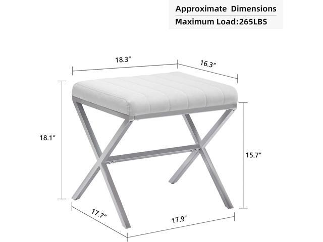 DUHOME Vanity Stool,Modern PU Leather Ottoman Stool Chair for Vanity Bench with Metal X Legs, Rectangle Makeup Stools Padded Foot Rest Ottoman for...