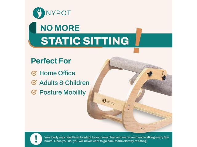 NYPOT Ergonomic Kneeling Chair - Adjustable Rocking Knee Chair Posture Chair - Wooden Office Chair for Back Pain Relief - Desk Chair for Home...