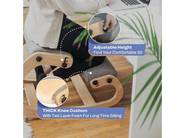 NYPOT Ergonomic Kneeling Chair - Adjustable Rocking Knee Chair Posture Chair - Wooden Office Chair for Back Pain Relief - Desk Chair for Home...