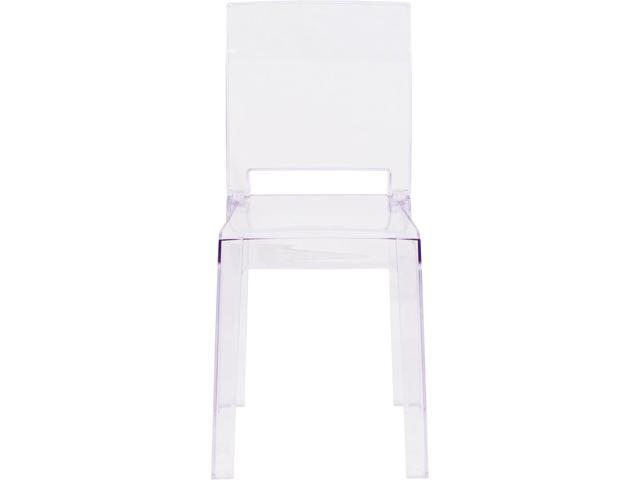 Flash Furniture Emilie Ghost Chair with Square Back in Transparent Crystal