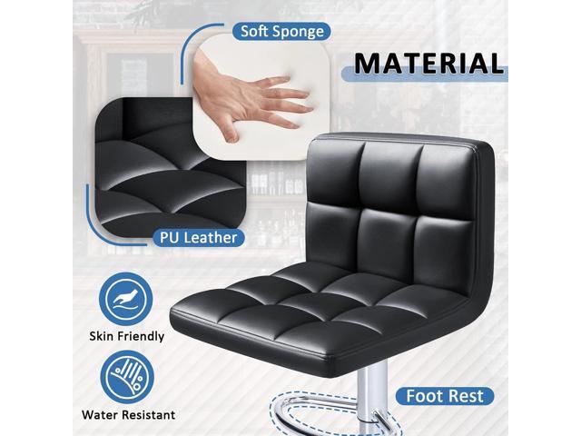 Homall Bar Stools Modern PU Leather Adjustable Swivel Barstools, Armless Hydraulic Kitchen Counter Bar Stool Extra Height Square Island Barstool...