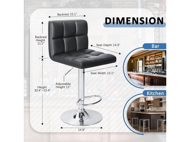 Homall Bar Stools Modern PU Leather Adjustable Swivel Barstools, Armless Hydraulic Kitchen Counter Bar Stool Extra Height Square Island Barstool...