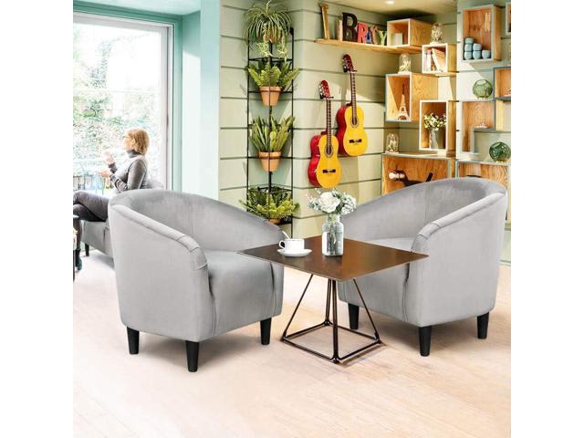 Topeakmart Velvet Accent Chair, Modern Club Chair Upholstered Armchair with Solid Legs Comfy Sofa Chair for Living Room/Bedroom/Waiting Room, Grey