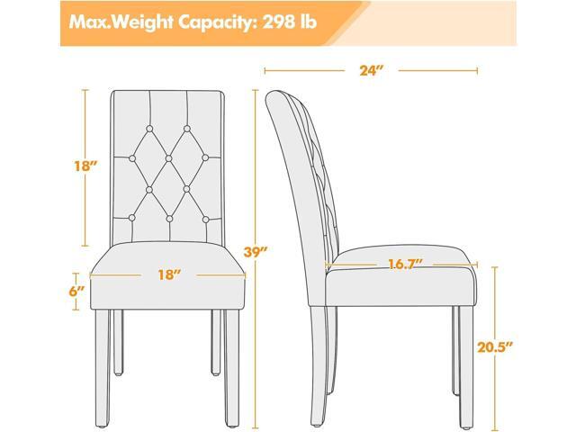 Yaheetech Upholstered Dining Chairs Set of 2 Modern Leather Parsons Kitchen Chairs with Button Tufted High Back and Solid Wood Legs and for Dining...