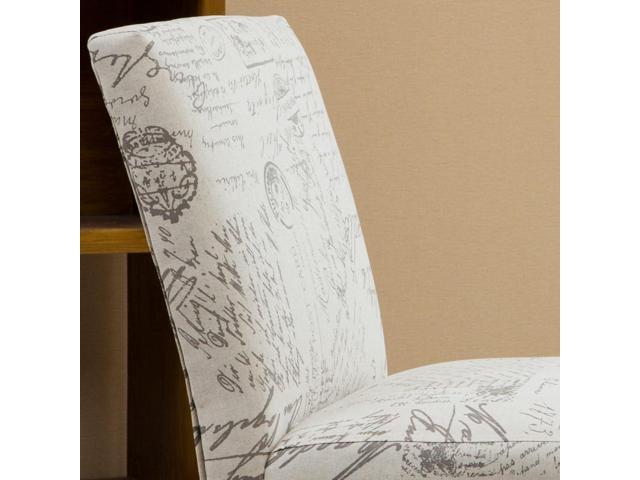 Roundhill Furniture Botticelli Fabric Armless Contemporary Accent Chair, Script Print