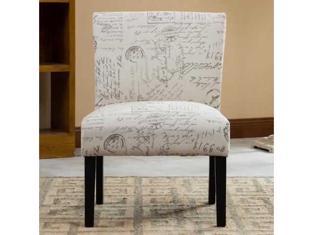 Roundhill Furniture Botticelli Fabric Armless Contemporary Accent Chair, Script Print