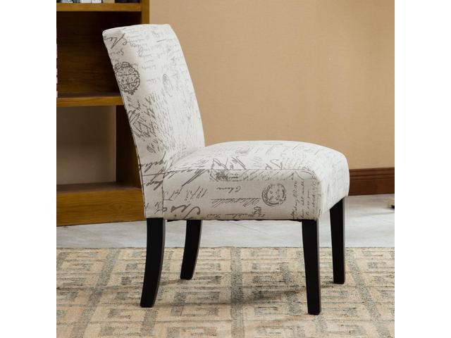 Roundhill Furniture Botticelli Fabric Armless Contemporary Accent Chair, Script Print