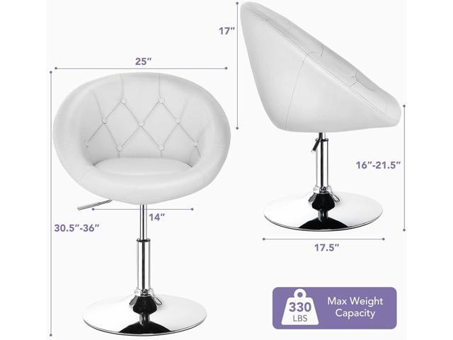 Giantex Swivel Round Vanity Chair, Height Adjustable with Back for Barber's Shop, Bar, Modern Living Room Makeup Beauty Accent Tilt Chair, White