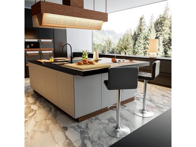 Homall Bar Stools Modern PU Leather Adjustable Swivel Barstools, Armless Hydraulic Kitchen Counter Bar Stool Extra Height Square Island Barstool...