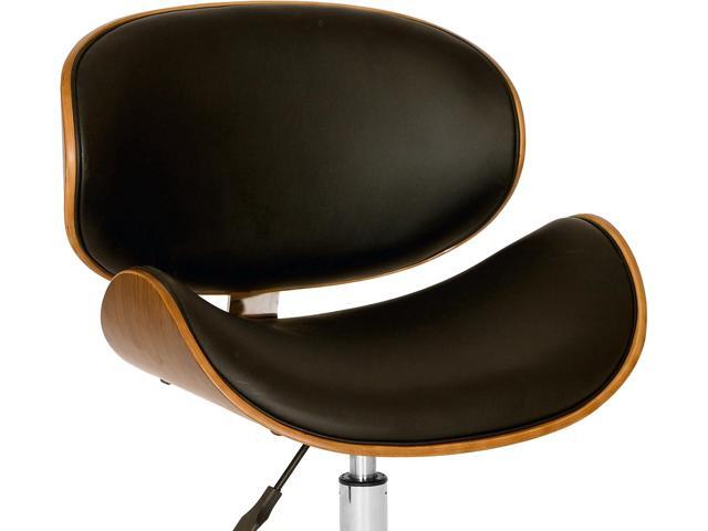 Armen Living Daphne Office Chair in Black Faux Leather and Chrome Finish, 33' x 21' x 20'