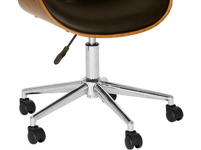 Armen Living Daphne Office Chair in Black Faux Leather and Chrome Finish, 33' x 21' x 20'