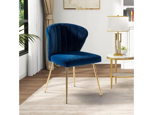 HULALA HOME Velvet Dining Chairs, Modern Small Armless Accent Chair with Gold Metal Legs, Living Room Upholstered Cute Side Chair, Elegant Tufted...