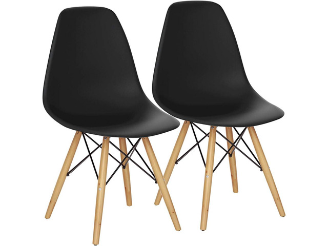 Giantex Dining Chairs Set of 2 Black, Pre Assembled Mid Century Modern Dining Chairs with Wood Legs, Armless Kitchen Chairs, Plastic Dining Side...