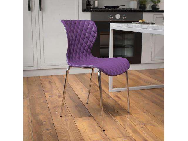 Flash Furniture Lowell Contemporary Design Purple Plastic Stack Chair