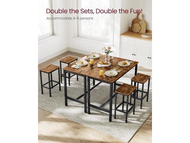 VASAGLE Bar Table Set, with 2 Bar Stools, Dining table set, Kitchen Counter with Bar Chairs, Industrial, Living Room, Party Room, Rustic Brown and...