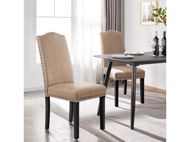 Yaheetech Dining Chairs Upholstered Parsons Chairs with Rubber Wood Legs and Nailhead Trim, Fabric Side Chairs for Dining Room, Kitchen and Living...