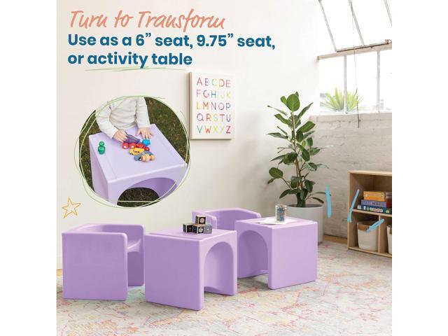 ECR4Kids Tri-Me 3-In-1 Cube Chair, Kids Furniture, Light Purple