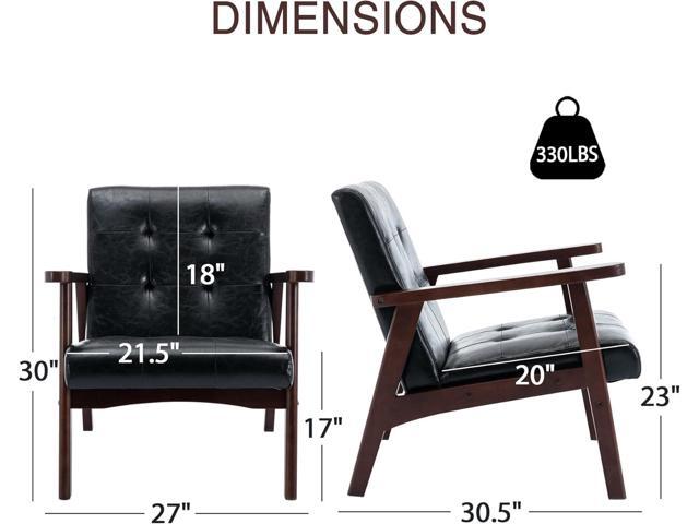 Bonzy Home Accent Chair - Faux Leather Mid Century Modern Chair for Living Room Sturdy Solid Wood Frame Armchair, Comfy Retro Chair for Bedroom &...
