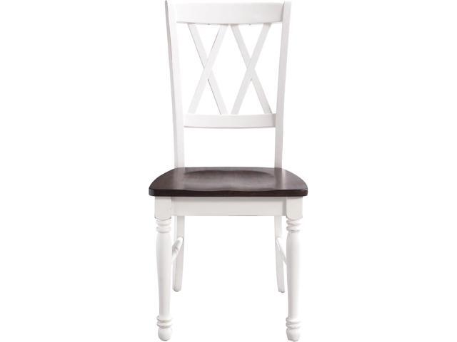 Crosley Furniture Shelby Traditional Wood X-Back Dining Room Chairs Set of 2, Kitchen Chair, Distressed White