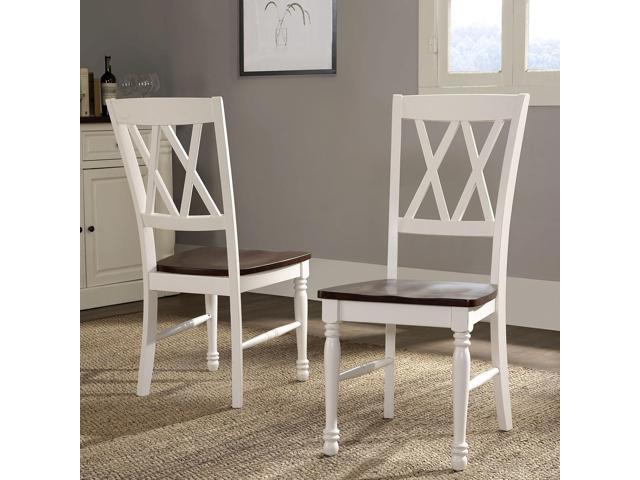 Crosley Furniture Shelby Traditional Wood X-Back Dining Room Chairs Set of 2, Kitchen Chair, Distressed White