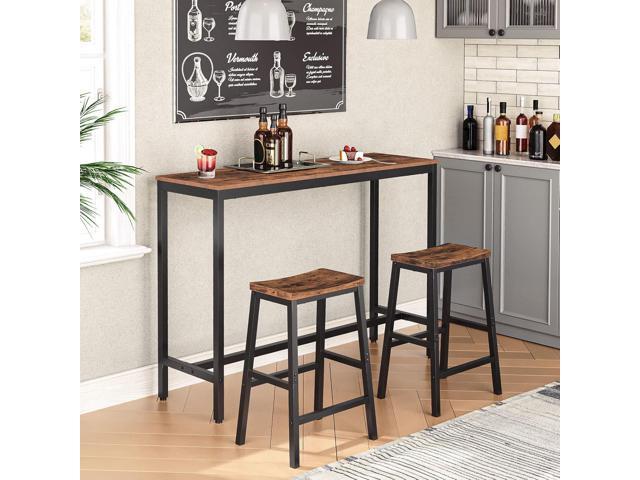 HOOBRO Bar Stools, Set of 2 Bar Chairs, 23.6 Inch Saddle Stools, Kitchen Counter Seat with Footrests, Industrial Barstools for Dining Room,...