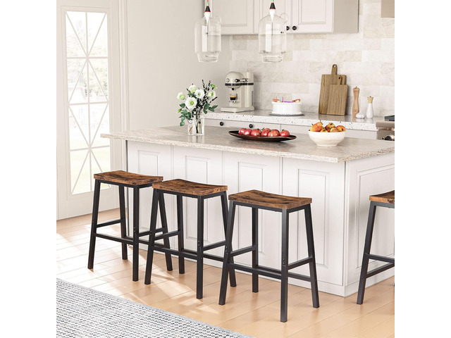 HOOBRO Bar Stools, Set of 2 Bar Chairs, 23.6 Inch Saddle Stools, Kitchen Counter Seat with Footrests, Industrial Barstools for Dining Room,...