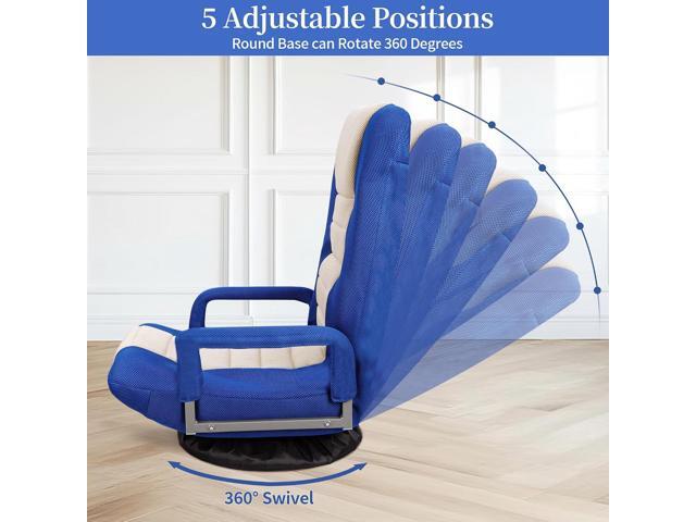 ZENY Swivel Gaming Chair 360 Degree Multipurpose Floor Chair with Armrest, Adjustable 5 Positions Folding Lazy Sofa Lounger Chairs for TV, Reading,...