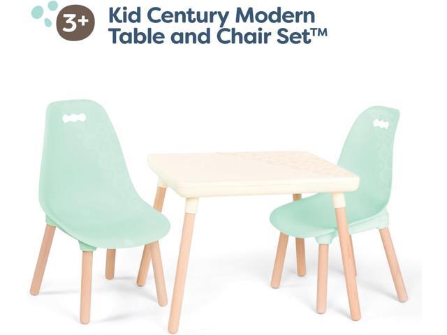 B. toys Table and Chair Set Furniture For Toddlers 1 Craft Table & 2 Chairs Natural Wooden Legs Mint 3+ Years